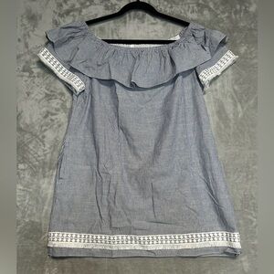 Tahari Arthur S Levine Off Shoulder Tunic Top Women’s 10 Nautical Pockets